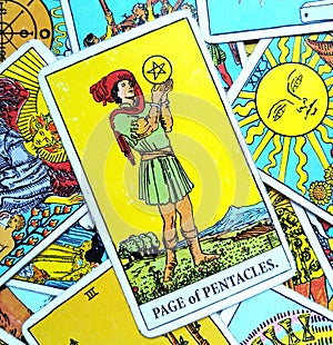 Page of Pentacles Tarot Card Seeking/Thinking Success Abundance Excellent Prospects High Achiever Aiming High Ambitious Seek