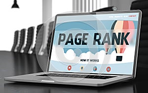 Page Rank on Laptop in Meeting Room. 3D.