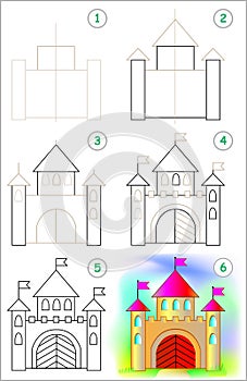 Page shows how to learn step by step to draw a caste.