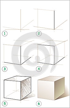 Page shows how to learn step by step to draw cube.