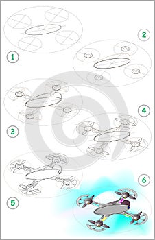 Page shows how to learn step by step to draw a drone.