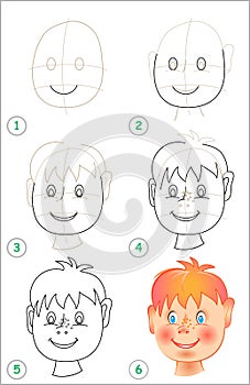 Page shows how to learn step by step to draw a head.