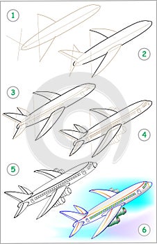 Page shows how to learn step by step to draw a plane.