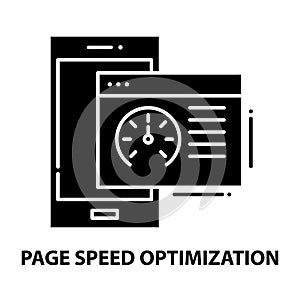 page speed optimization icon, black vector sign with editable strokes, concept illustration