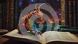 pages of book come to life, opening portal to a world filled with bright fantastical creatures