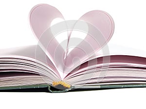 Pages of diary curved into heart