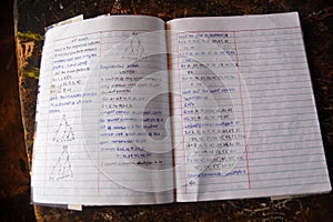 Pages of high school student exersize book