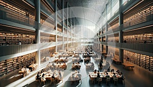 Pages and Panes Modern City Librarys Sunlit Reading Area a Haven for Book Lovers of All Ages photo