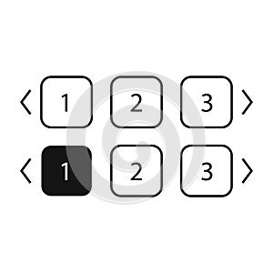 Pagination bars set. Collection buttons for site navigation. Interface elements for menu and box with arrows. Round and square