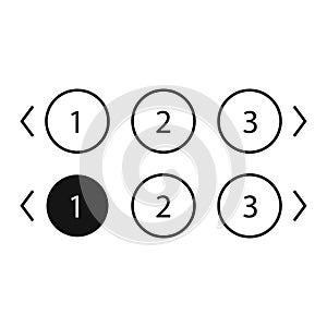 Pagination bars set. Collection buttons for site navigation. Interface elements for menu and box with arrows. Round and square