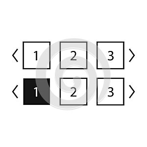Pagination bars set. Collection buttons for site navigation. Interface elements for menu and box with arrows. Round and square