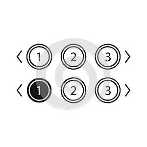 Pagination bars set. Collection buttons for site navigation. Interface elements for menu and box with arrows. Round and square