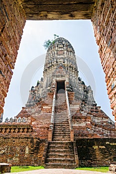 Pagoda ancient of Wat Chaiwatthanaram temple
