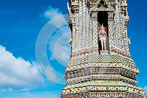 The pagoda in the area around the main pagoda, Phra Arang wat Arun, Bangkok, Thailand.