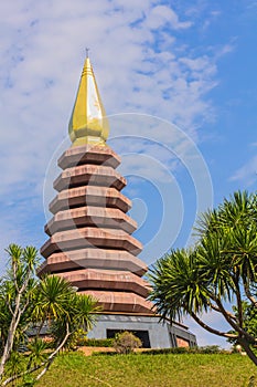 Pagoda with blue sky in sunlight