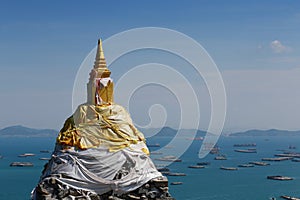 Pagoda buddha Footprint of Buddhism on big hill in Ko Si Chang I