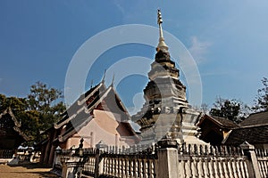 Pagoda in budhist temple, Northern Thailand architecture