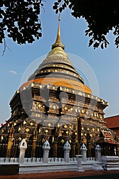 Pagoda in budhist temple, Northern Thailand architecture