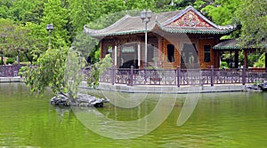 Pagoda in chinese zen garden photo