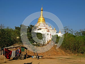 The pagoda on the coast of Taungthaman Lake, Amarapura, Myanmar