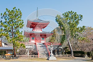 Pagoda at Daikaku-ji Temple in Kyoto, Japan. The site was originally a residence of Emperor Saga 786-