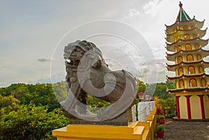 Pagoda and dragon sculpture of the Taoist Temple in Cebu, Philippines.