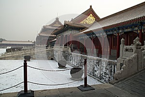 Pagoda in Forbidden City in winter