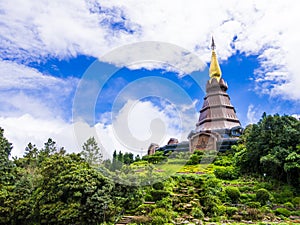 Pagoda and garden on the top of Doi Inthanon, Thailand