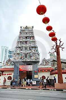 Pagoda on the gate of Sri Mariamman Temple, Singapore