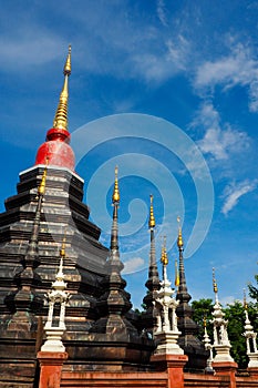 The pagoda with golden top in blue sky