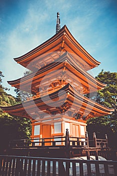 Pagoda at the kiyomizu-dera temple, Kyoto, Japan