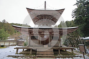 Pagoda of Kongo Sanmai-in temple in Koya