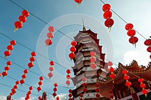 Pagoda and lanterns at Peak Nam Toong Temple photo