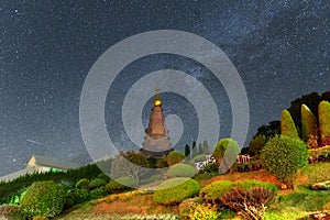 Pagoda with milky way