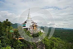 Pagoda on the mountain wat phra phutthabat Phanam,Li,lamphun,thailand.