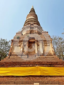 Pagoda at Phra Kaeo Temple. It is a beautiful ancient temple in Chainat, Thailand