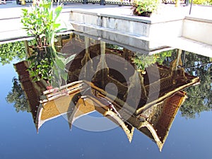 A pagoda in a reflecting pool