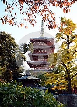 Pagoda of Senso-ji temple in Asakusa, Tokyo, Japan