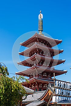 The pagoda at Senso-Ji temple in Tokyo, Japan