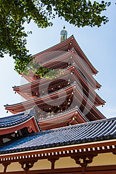 The pagoda at Senso-Ji temple in Tokyo, Japan