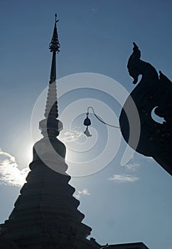 Pagoda and small bell on temple roof