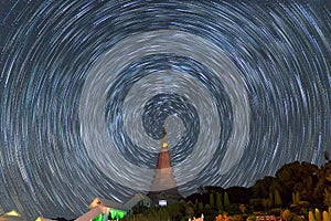 Pagoda with star trail