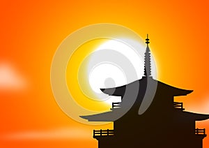 Pagoda sunset silhoutte