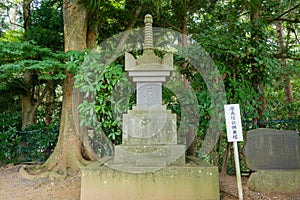 Pagoda at Takadachi Gikeido Yoshitsune Hall in Hiraizumi, Iwate, Japan.