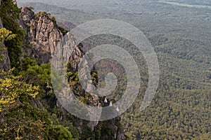 Pagoda on top of the cliff high mountain at Chaloem Phrakiat Phrachomklao Rachanuson temple Wat Phrabat Pu Pha Daeng