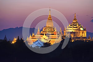 Pagoda in twilight at Bagan, Myanamar