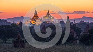 Pagoda in twilight at Bagan, Myanmar