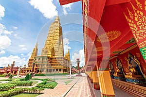 Pagoda at Wat Maha That Wachiramongkol temple a popular tourist destination attraction in Krabi Province