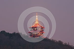 Pagoda at West Lake at twilight, Hangzhou, China