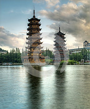 Pagodas in Fir Lake, Guilin photo